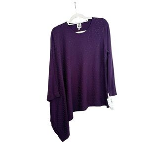 Anne Klein Asymmetrical Poncho Women’s Sweater Purple size Medium Long Sleeve